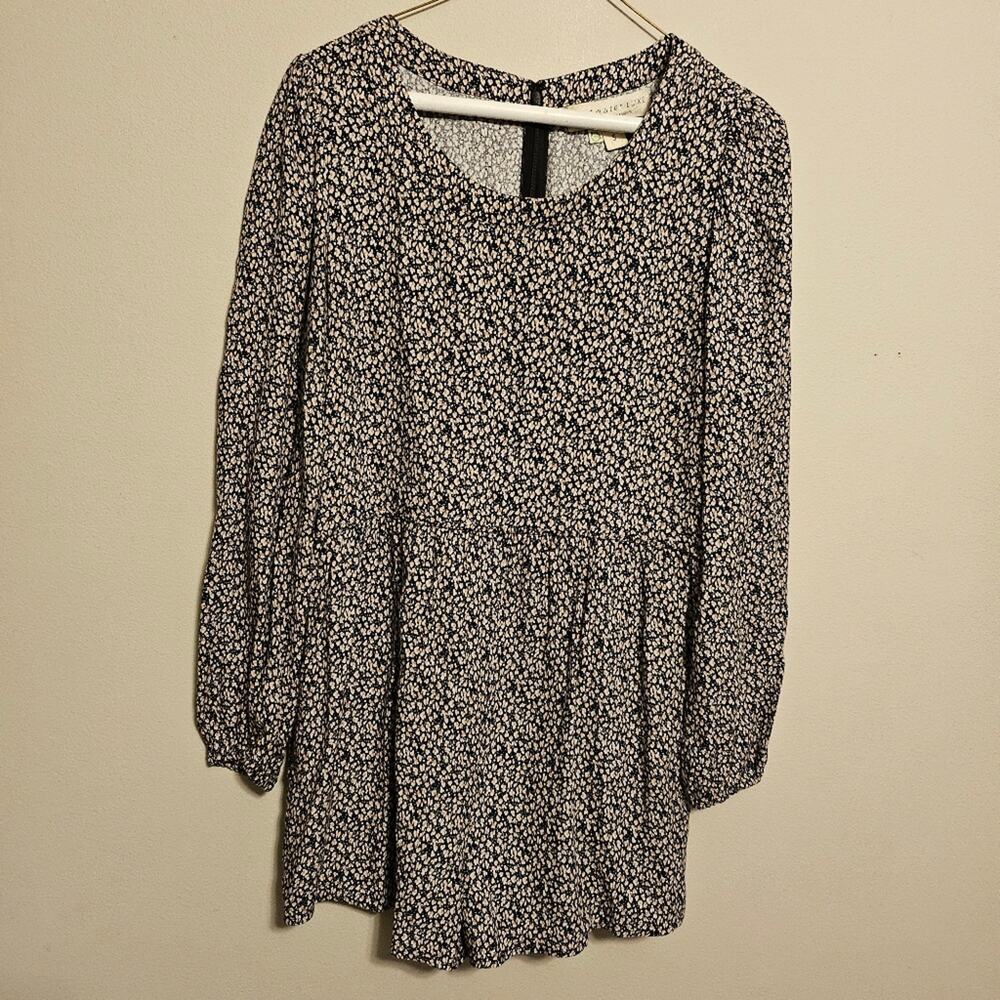 Saltwater Luxe Reese Romper Long Sleeve Black and White Floral Small